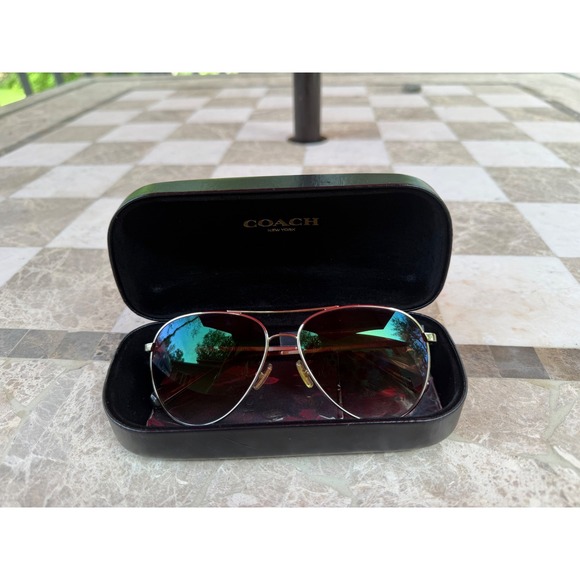 Coach Aviator Sunglasses Women 58mm Gold HC 7128 Brown Gradient Lenses main image 6